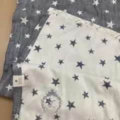 イニシャル『K』授乳ケープになる綿麻裏起毛星柄マルチブランケット