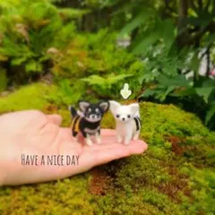 蜜蜂チワワ ホワイト一体のみ 羊毛フェルト ハンドメイド ドールハウスのサムネイル