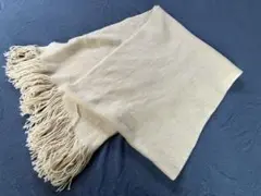 アイボリー ウール混紡 ストール フリンジ付きのサムネイル