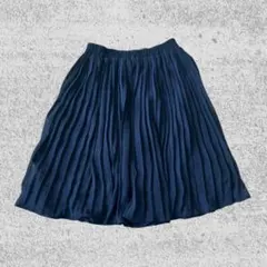 上品 ネイビー プリーツスカート レディース