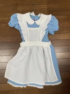 水色 フリル付きエプロンスタイルドレス 120【ハロウィン.アリスコスプレ最適】