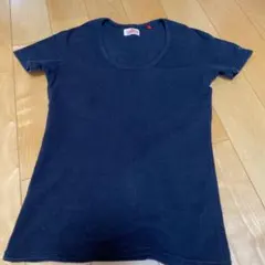 ハリウッドランチマーケット Tシャツ　サイズ2 ブラック×刺繍ブルーのサムネイル
