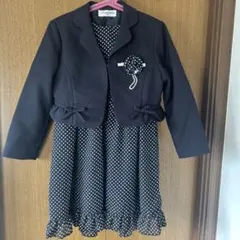 美品　黒ドット柄ジャケットドレスセット　120