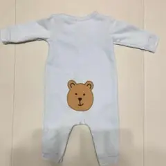 ベビーギャップ くまけつロンパース 3-6m 60㎝ライトブルー 長袖 前開き