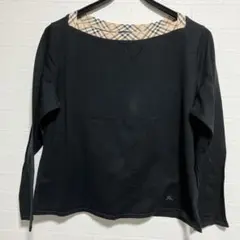 バーバリーロンドン レディース チェック カットソー 長袖 ブラック