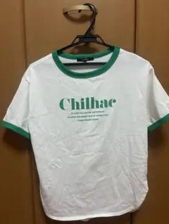 Chilhac ロゴ リンガーTシャツ ホワイト グリーン