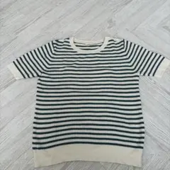 GU ボーダー リブ 半袖ニット Mサイズ