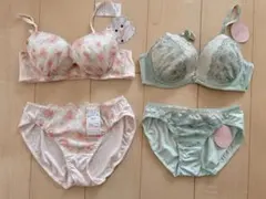 ブラジャーショーツセット　ピンク　黄緑　C75レディース　下着　上下セット