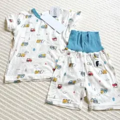 ✳︎新品未使用タグ付✳︎バースデイ　夏パジャマ　腹巻きパンツ　車パジャマ　はたらく車のサムネイル