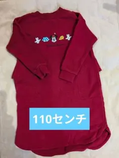 ミニーマウス 赤 長袖 ワンピース