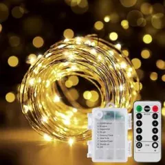 LEDイルミネーションライト 銅線ワイヤーライト 電池式 12m 100灯