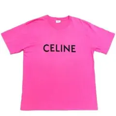 希少✨CELINE セリーヌ 半袖Tシャツ センターロゴ ピンク XL - メルカリ