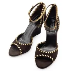 グッチ・パンプス・アンクルストラップ・ダークブラウン・23.5cm相当