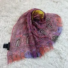 美品✨ETRO イタリア製 ペイズリー柄‪ストール シルク100% 40×136