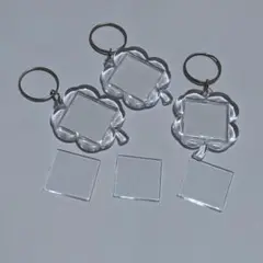 クローバーキーホルダー フォトキーホルダー 空枠 3個セット