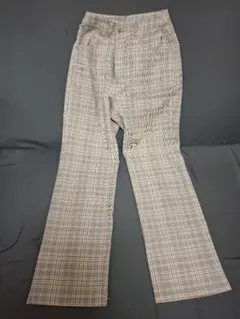 GU　チェック柄 ストレートパンツ