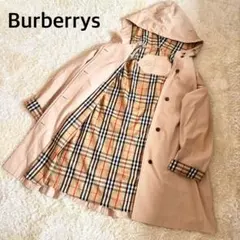 バーバリーズ ステンカラーコート フード付き ベージュ 9AR ノバチェック