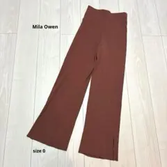 ミラオーウェン【0】ピンク　赤　パンツ　春秋冬　スリット　ウエストゴム