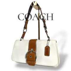 良品 コーチ ワンショルダーバッグ ソーホー 肩掛け 金具 レザー ホワイト