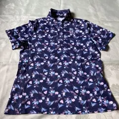 efficace 花柄 半袖 ポロシャツ ネイビー Lサイズのサムネイル