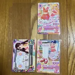 アイカツ　カード　星宮いちご　霧矢あおい　紫吹蘭　クッキングエプロンコーデ　3枚