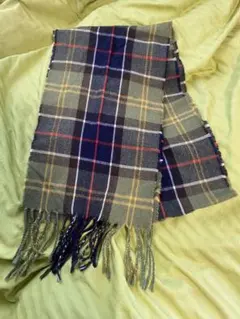 Barbour タータンマフラー グリーン系　ウール、カシミヤ混