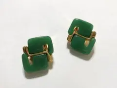 ヴィンテージ　chanter レトロ　イヤリング　緑　vintage