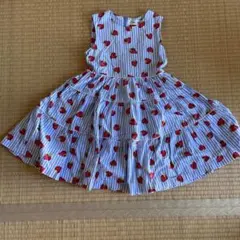 アイアムマリリン　イチゴ柄ストライプノースリーブワンピース 130cm