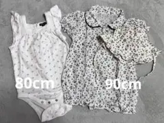 帽子付き花柄ロンパースセット