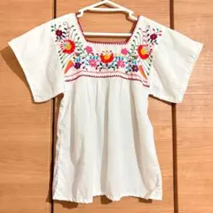 vintage メキシカン ブラウス 刺繍 メキシコ 花 民族 エスニック 古着