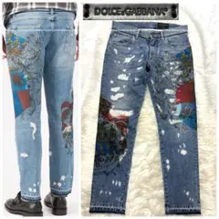 本物 ドルチェアンドガッバーナ エンブレム 紋章  デニムパンツ ジーンズ 44