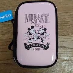 ディズニー　ミッキー　ミニー　コスメ　ポーチ　バニティポーチ　ミラー付き