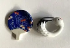 金魚柄うちわ・鶴の箸置き