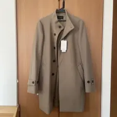 GLOBAL WORK ウーリーテックスタンドカラーコート　グレージュ色　M