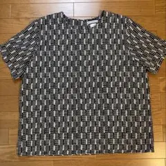 ヴィンテージ　レトロ　半袖シャツ　柄　ブラウス　M L 白黒