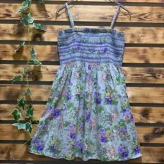 ナチュラルビューティーベーシック キャミソールワンピ 花柄 総柄 フレアスカート