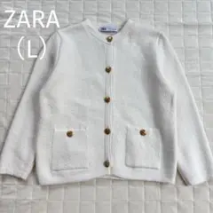 美品！ZARAザラ（L）ゴールドボタンニットカーディガン　ジャケット