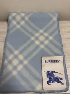 新品未着用　100%ウール　チェック柄 マフラー　ブルー