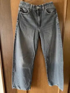 ZARA グレー ワイドレッグデニム 34