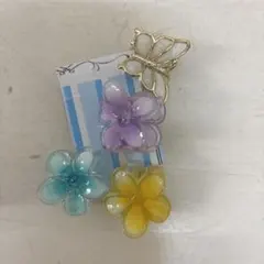 花と蝶のヘアクリップ4個セット