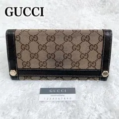 GUCCI グッチ GG キャンバス スタッズ Wホック　レザー　長財布