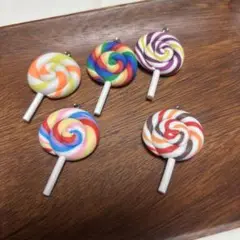 カラフルキャンディー型デコレーションパーツ5個セット