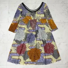 VIVIENNE TAMのフラワー幾何学プリントパワーネットワンピース 日本製