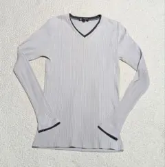 MK MICHEL KLEIN グレー リブ編み Vネック レイヤード長袖のサムネイル