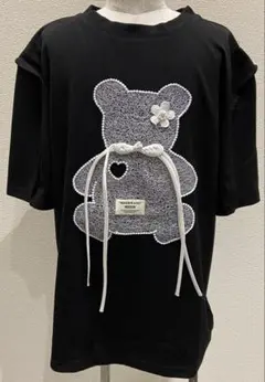 【新品・未使用】MANBRAND クマ刺繍 ブラックTシャツ♡お買い得品♡