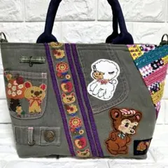 954 デニム＊リメイク＊刺繍＊バッグ＊トートバッグ