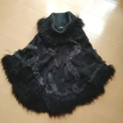 システマティック　レディース　ファーポンチョ　ケープ　ダークグレー