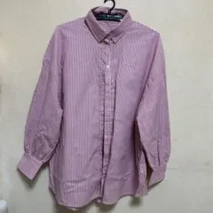 OFALO ピンクと白のストライプ 長袖シャツ