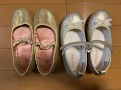 キッズフォーマルシューズ　ゴールド＆シルバー　サイズ20㎝　　　２足セット