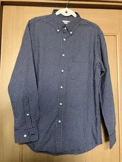 メ4813 未使用　UNIQLO メンズ長袖シャツチェック柄コットン100%